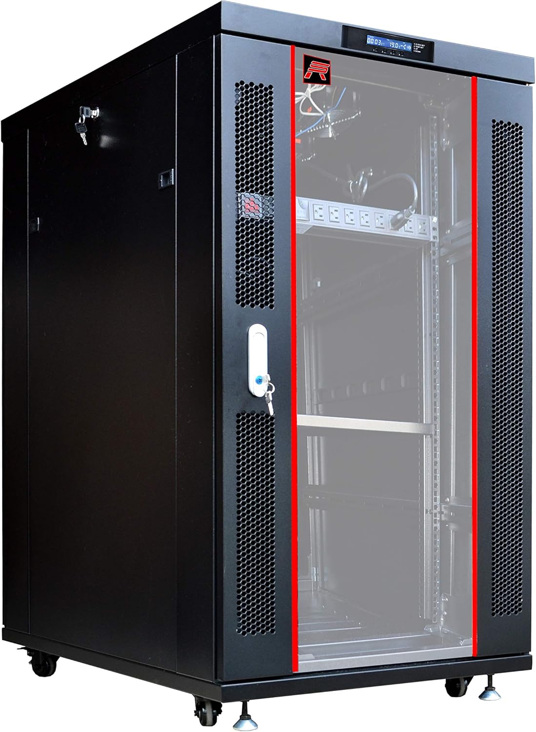 18U Server Rack Network Enclosure 39 inch Deep Data Cabinet on Wheels S3705