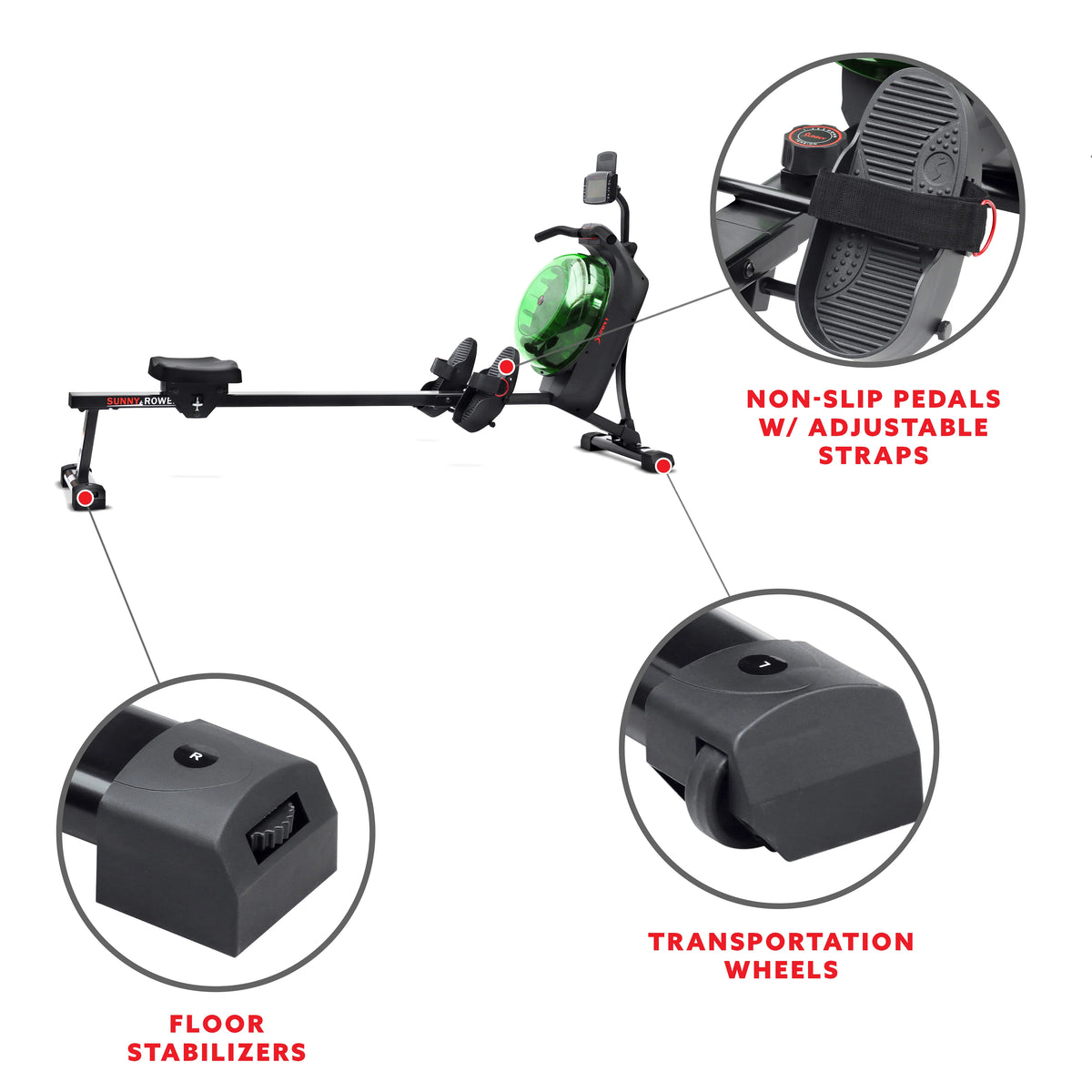 Black Magnetic Water Rowing Machine S533