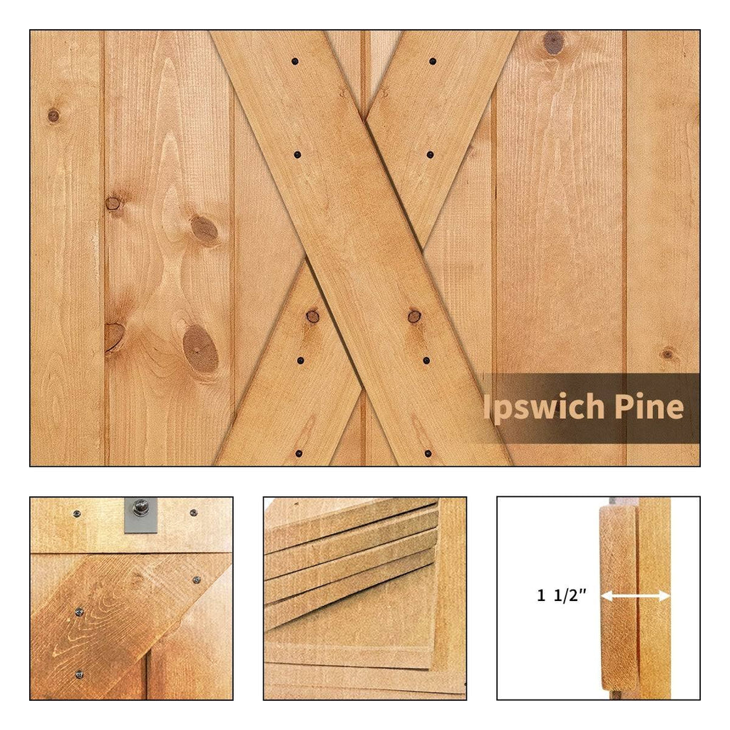 Paneled Wood Double Barn Door Set of 2, Briar Smoke Z97006