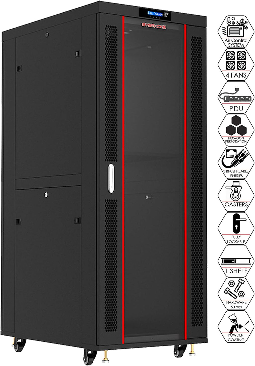 18U Server Rack Network Enclosure 39 inch Deep Data Cabinet on Wheels S3705
