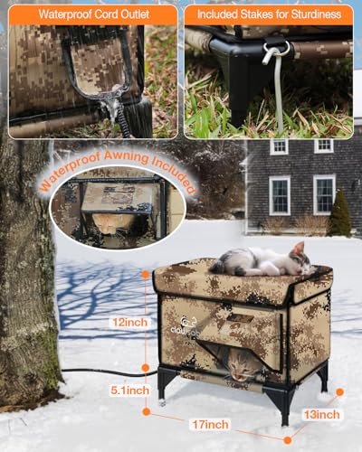 Forest Green 26"x16"x18" Insulated Outdoor Cat Shelter with Heater L768928