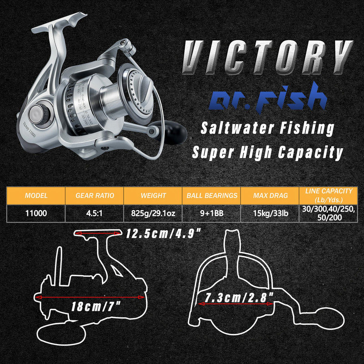 Surf Fishing Reel 11000 Spinning Fishing Reels C253