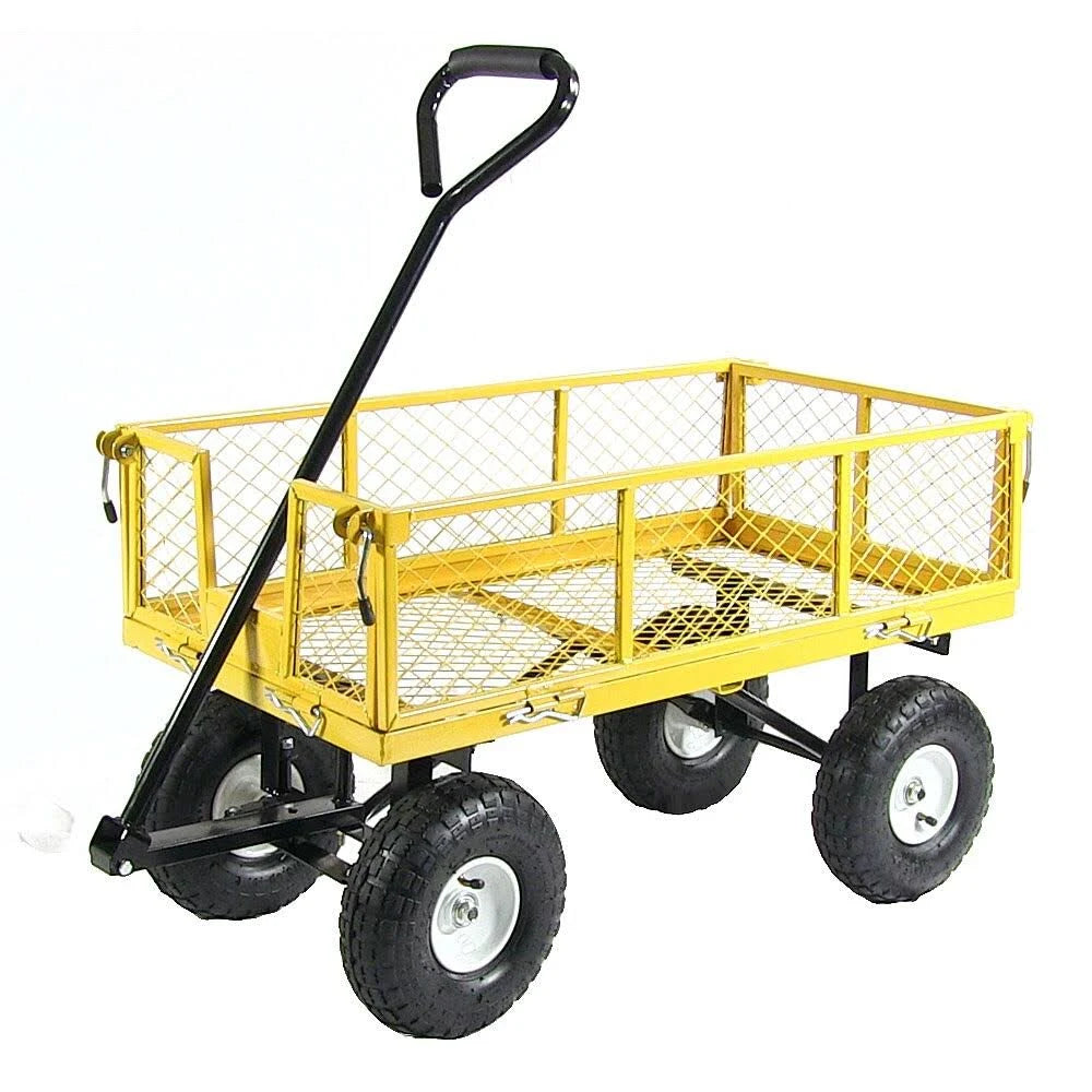 Yellow Utility Cart with Folding Sides and Liner Set D22504