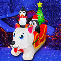 Inflatable Christmas Dog Sledding Decoration with Penguin and Christmas Tree, 5FT Y19432