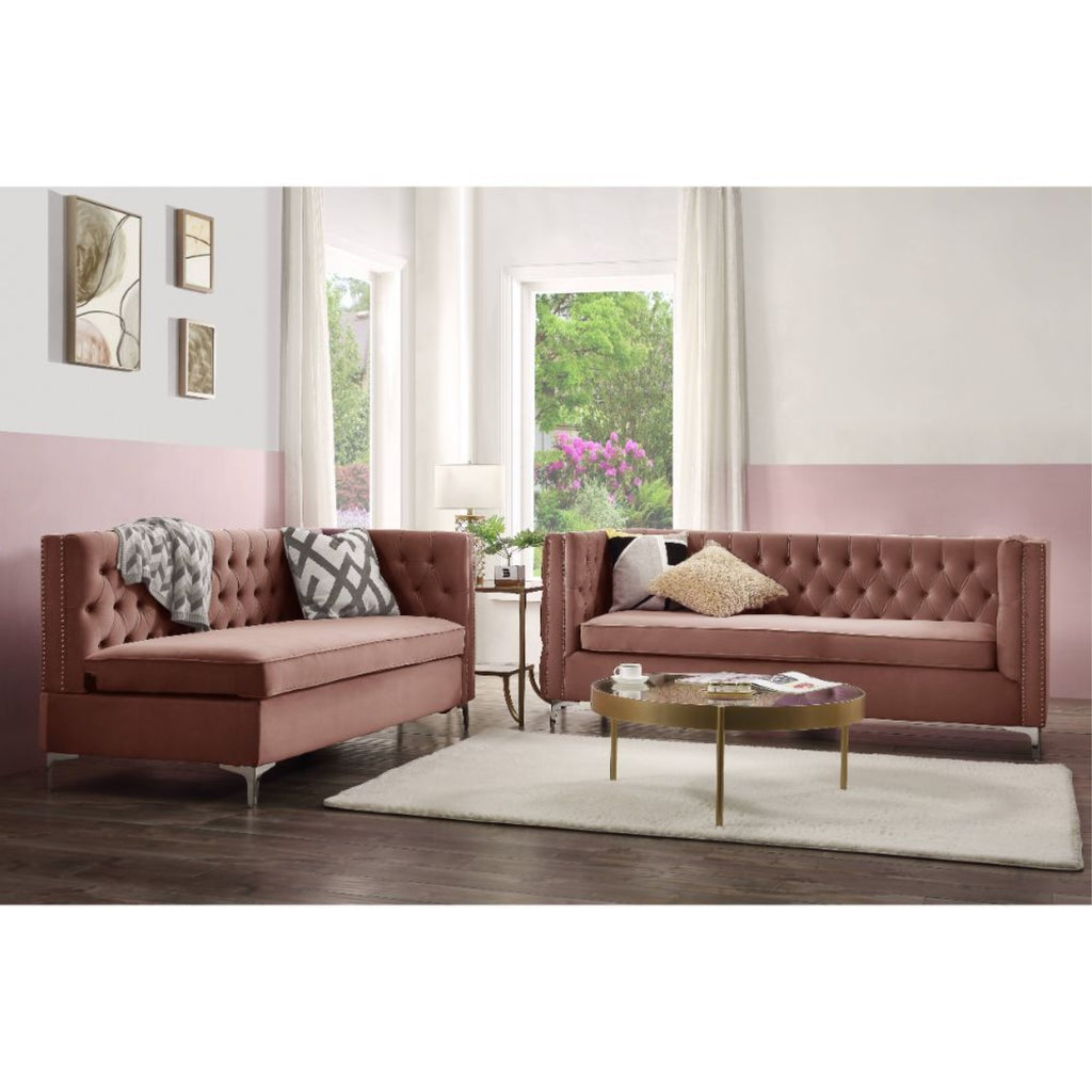 Coral Velvet Sectional Sofa L893