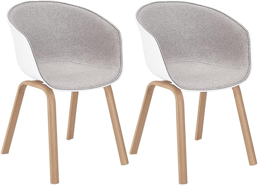 Mid Century Molded Plastic Shell Arm Chair 2 PCs Pack-Light White N57998