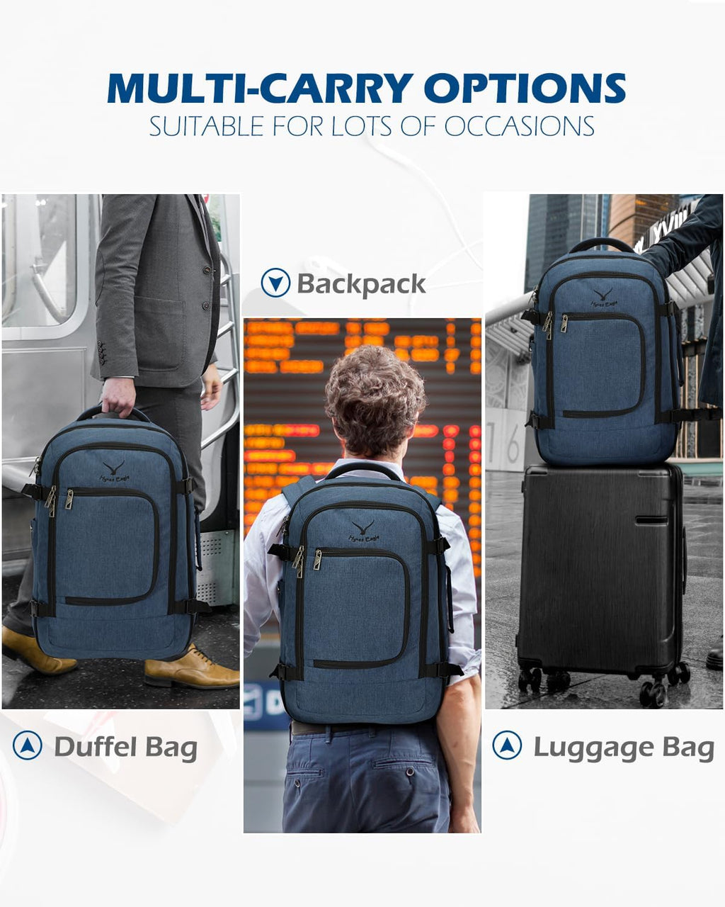40L Blue with Grey Travel Backpack G80693