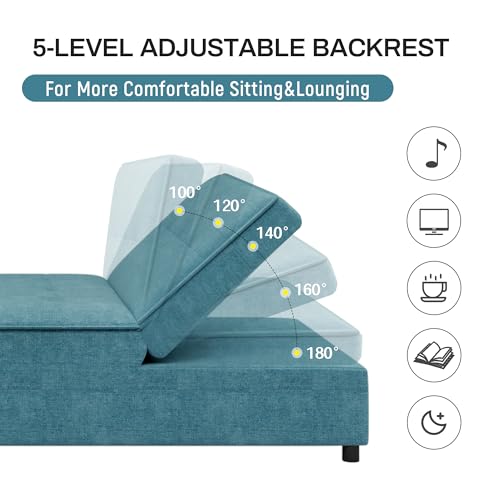 White 4-in-1 Sleeper Sofa Chair Bed with Storage Pocket and USB Port V352