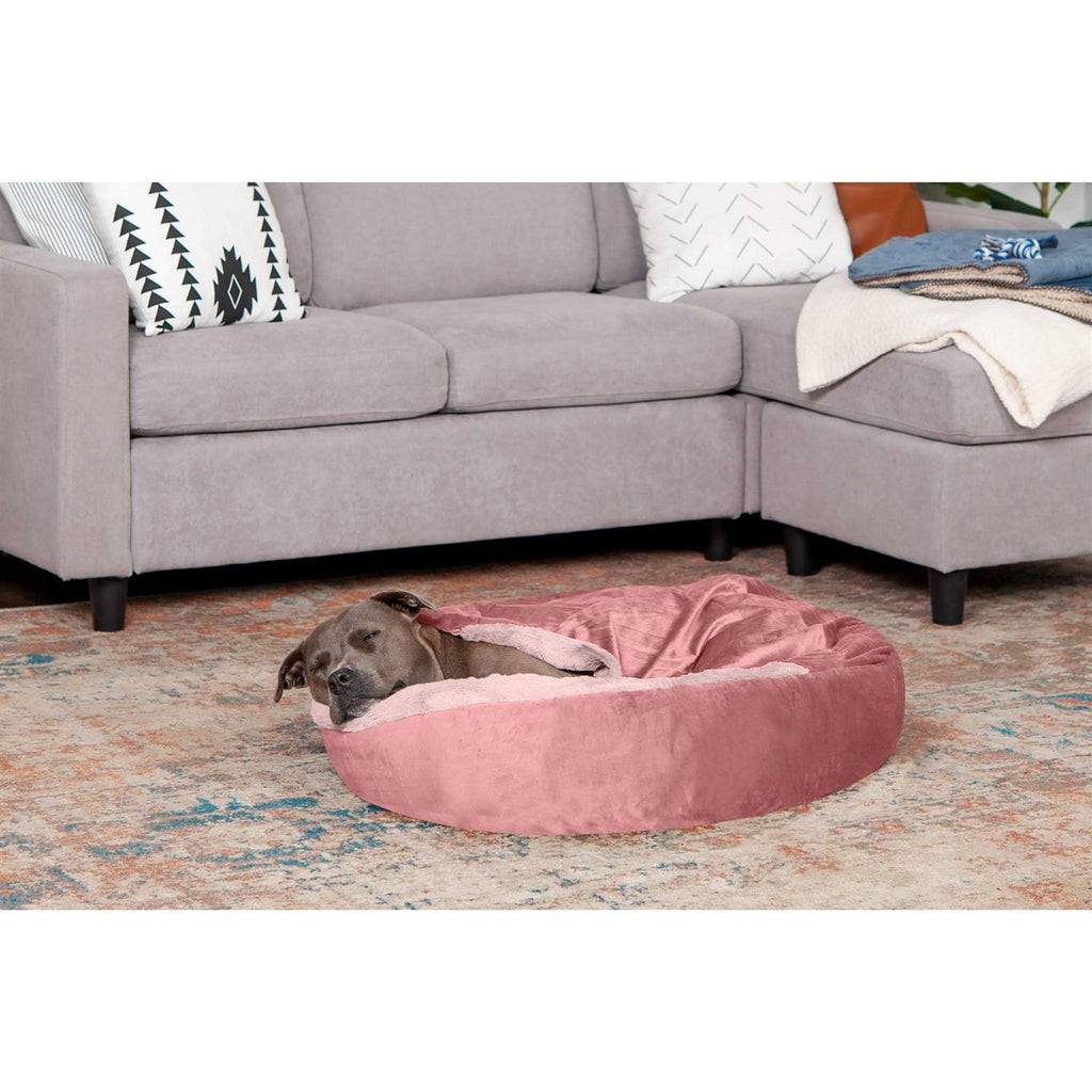 Faux Fur Hooded Donut Bed K386