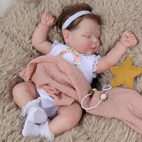 18 inch Sleeping Newborn Baby Girl Doll with Weighted Cloth Body R712694