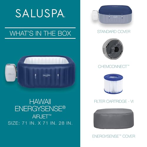 Blue Inflatable Hot Tub with 140 AirJets and EnergySense Cover A35916