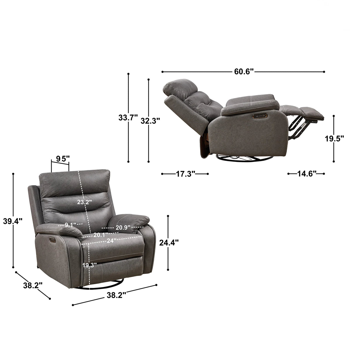 Gray Power Recliner Chair B21226