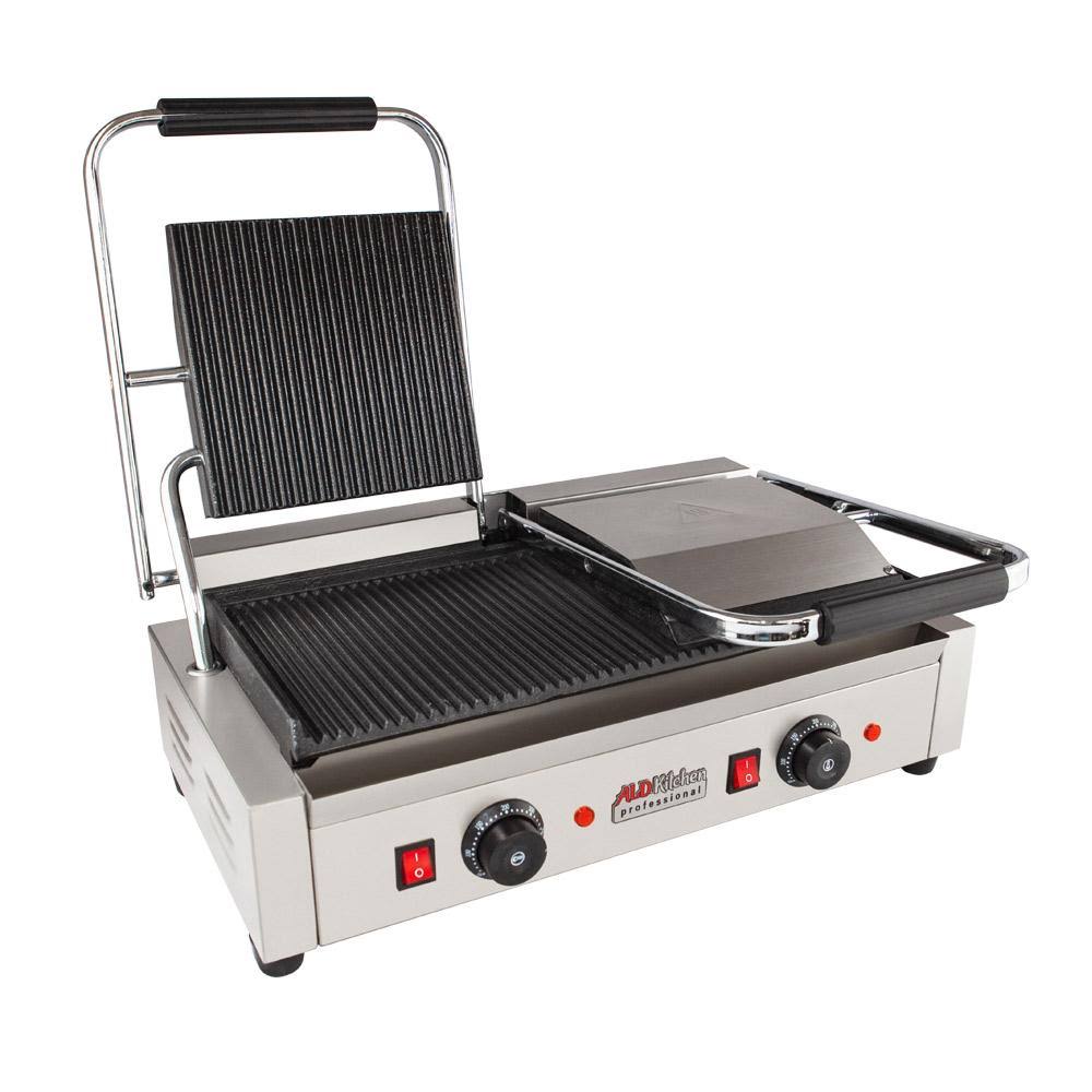 Double Panini Press Sandwich Maker with Cast-Iron Ribbed Plates Nonstick E64426