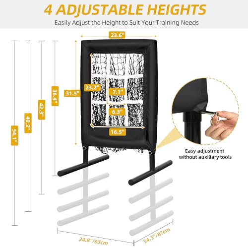 Heavy Duty 9 Hole Baseball Softball Pitching Net with Carry Bag H7446