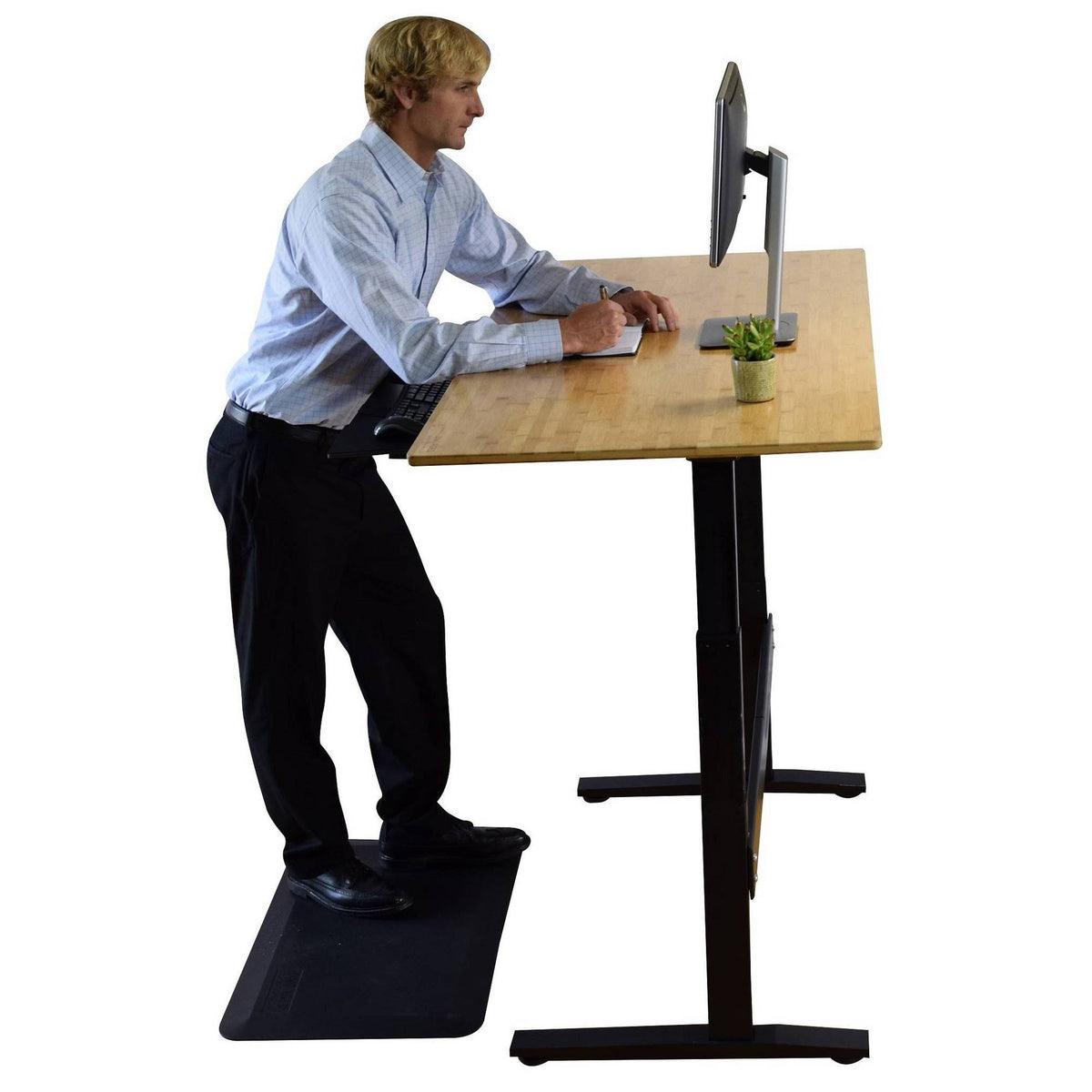 Electric Adjustable Height Standing Desk Black / 60x30x22 Natural Bamboo R1853