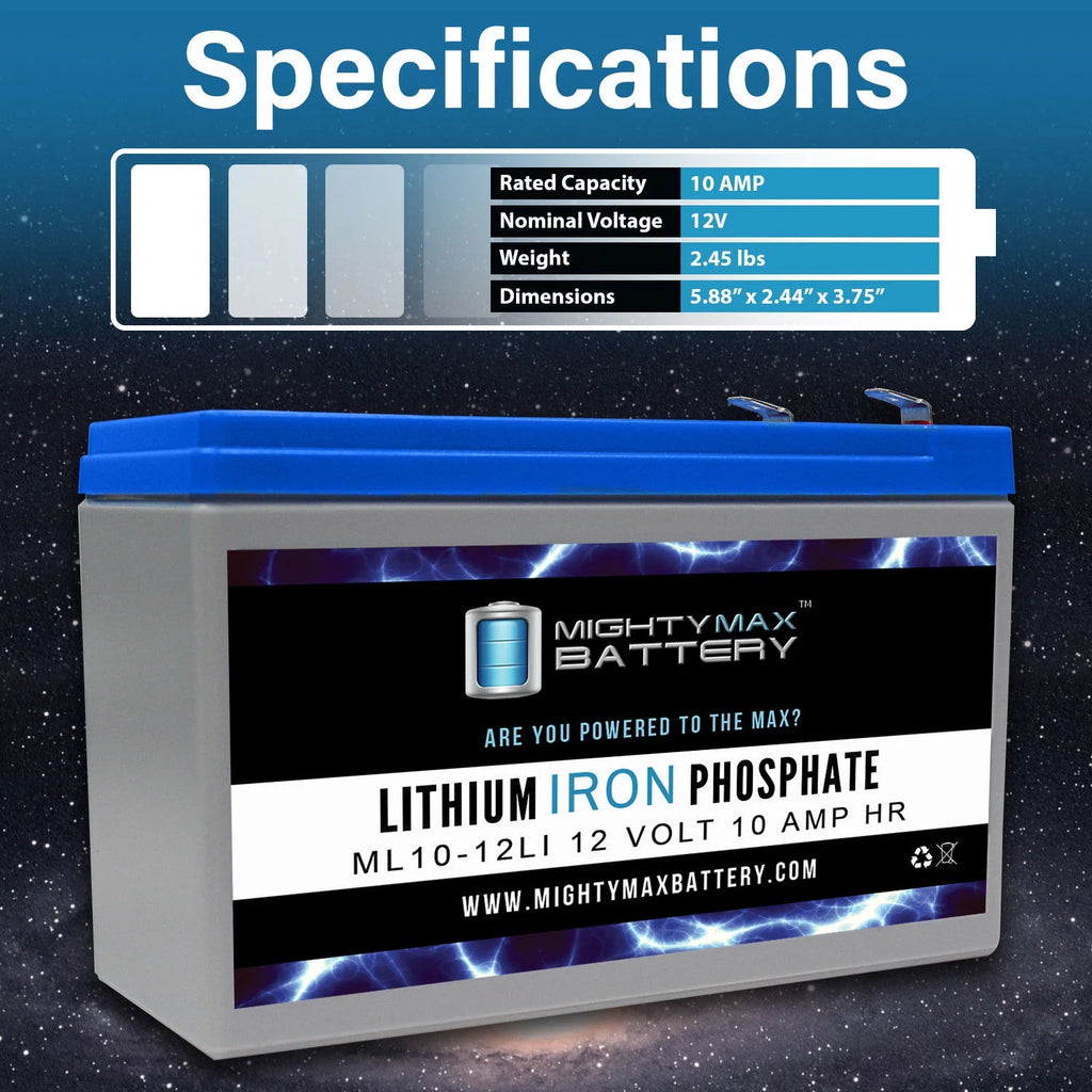 12V 10AH Lithium Replacement Battery 3 Pack V458096
