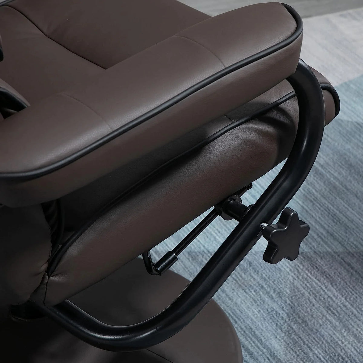Brown PU Leather Swivel Recliner Chair with Ottoman W54618