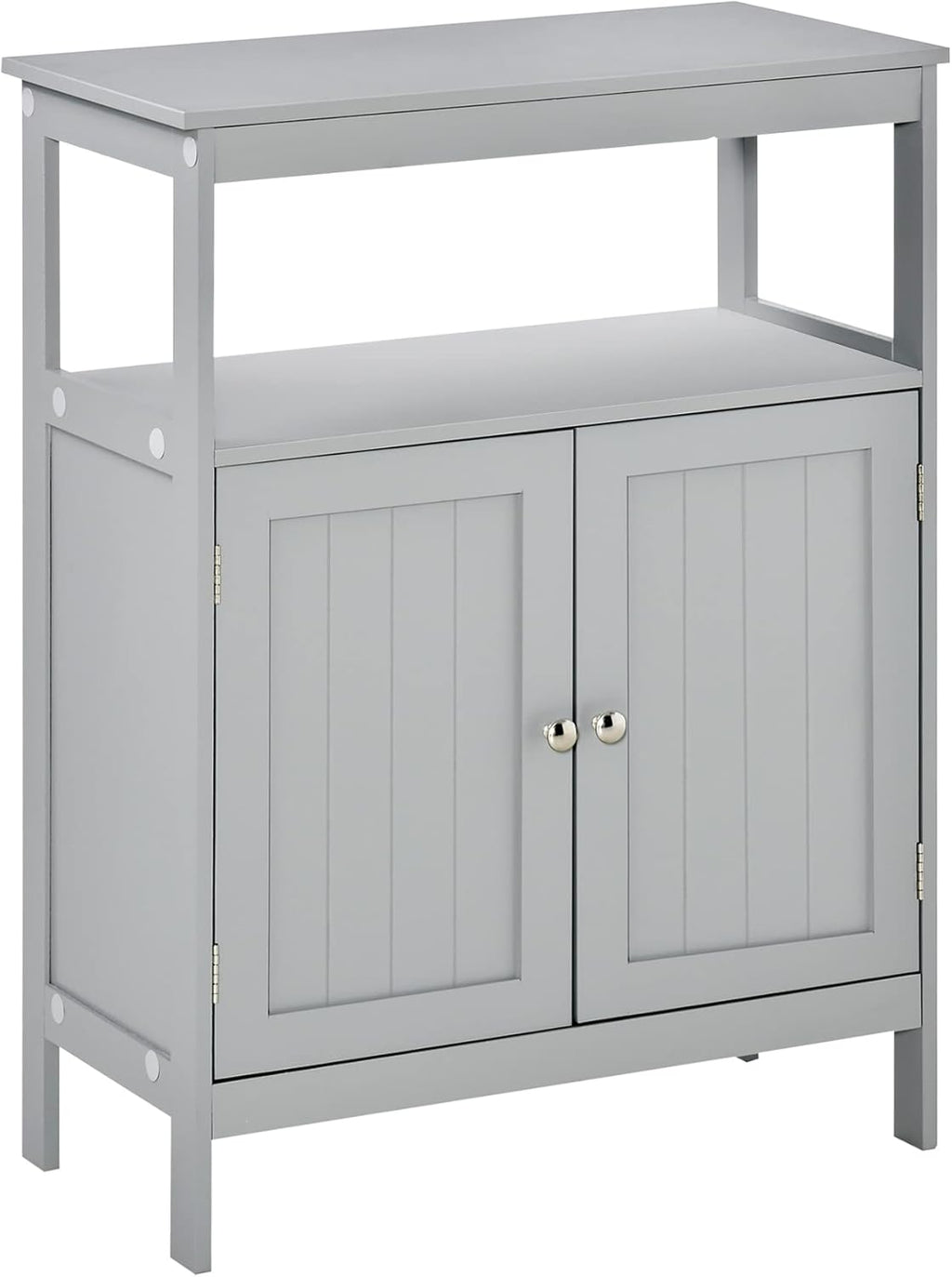 Grey Freestanding Bathroom Storage Cabinet with Doors and Open Shelf P38207