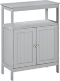 Grey Freestanding Bathroom Storage Cabinet with Doors and Open Shelf P38207