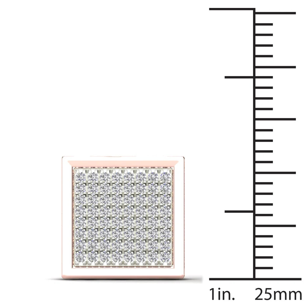 14K Rose Gold Diamond Square Stud Earrings B820