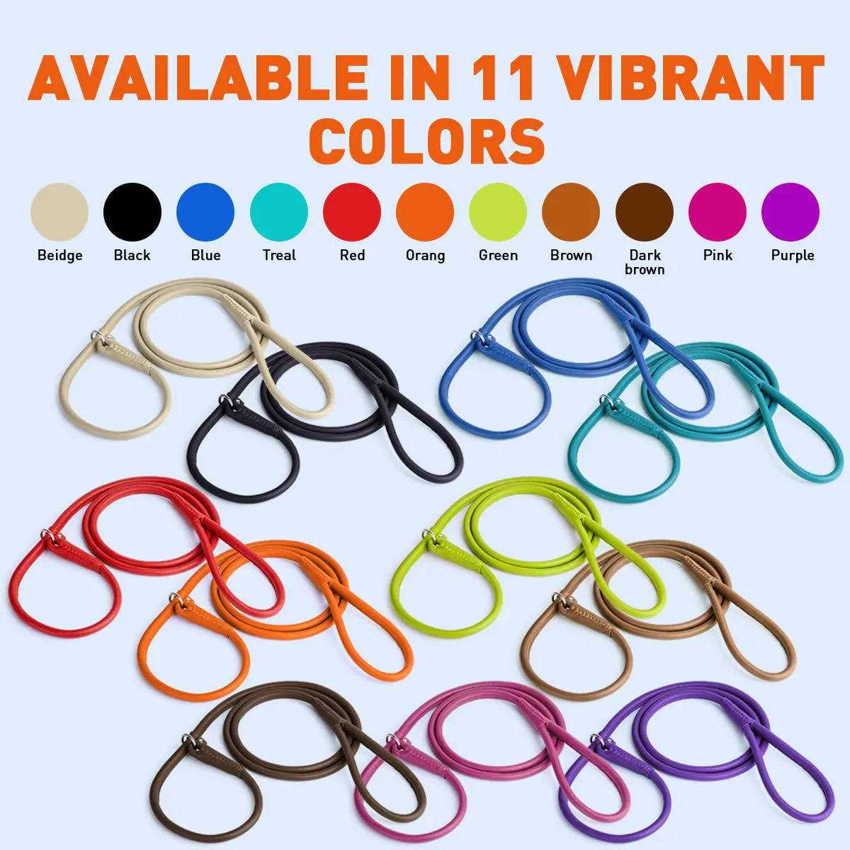 Leather Round Slip Lead N20463