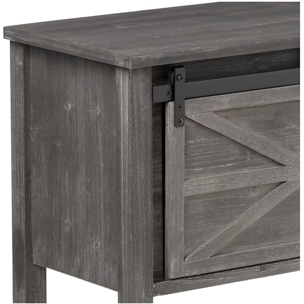 Antique Farmhouse Console Table with Sliding Barn Doors and Bottom Storage Shelf, Gray H663612