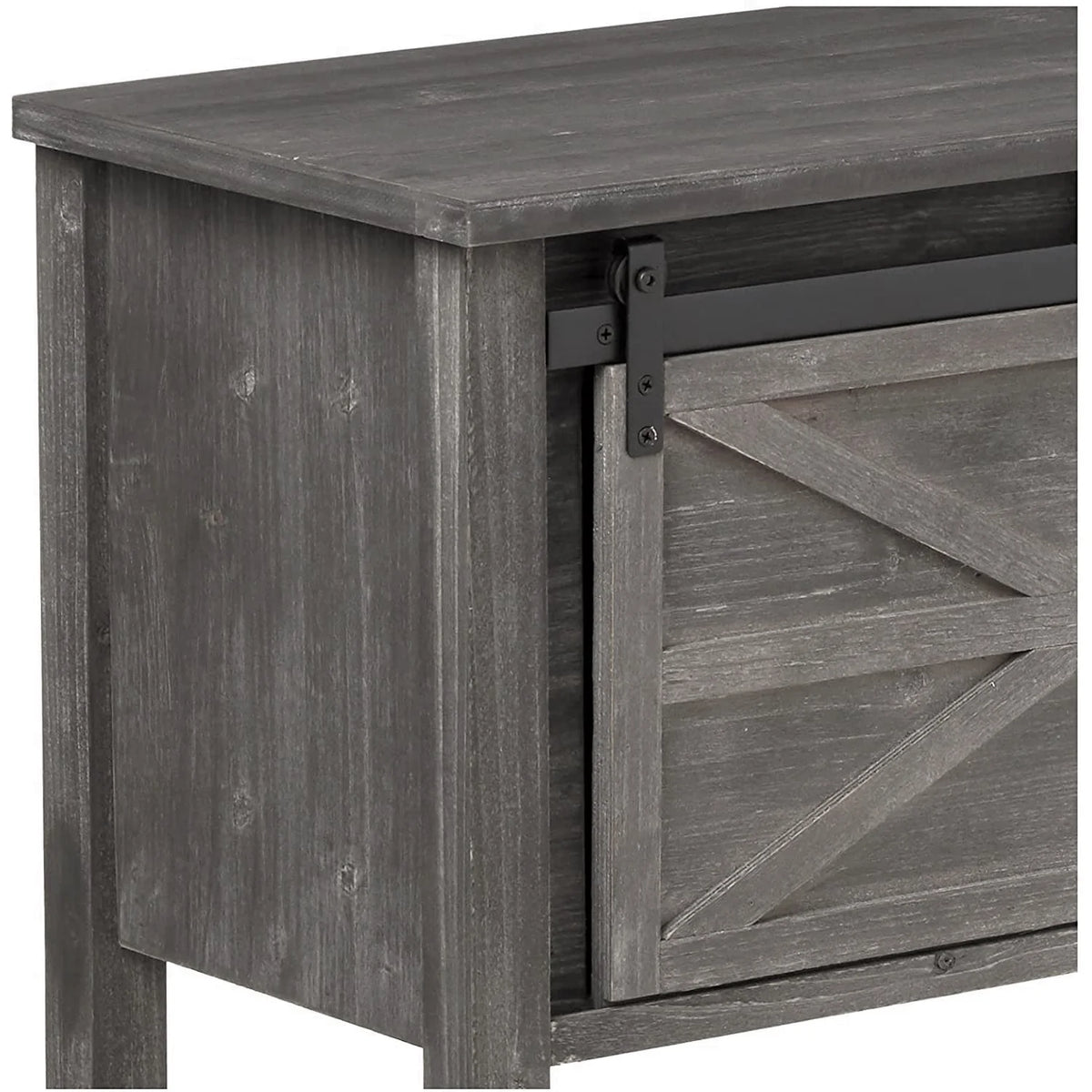 Antique Farmhouse Console Table with Sliding Barn Doors and Bottom Storage Shelf, Gray H663612