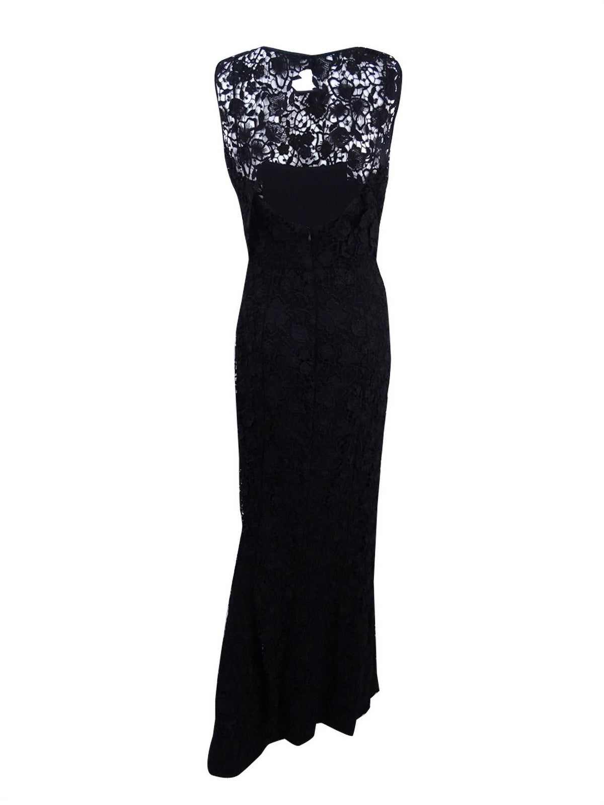 Black Lace Open Back Gown E658