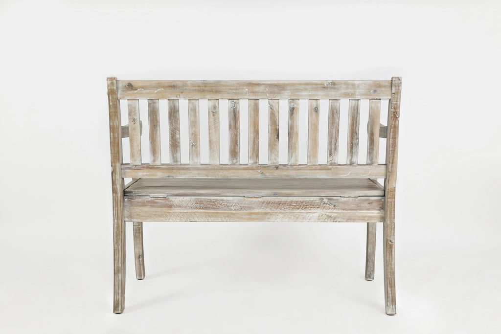 Rustic Distressed Acacia Storage Bench V134