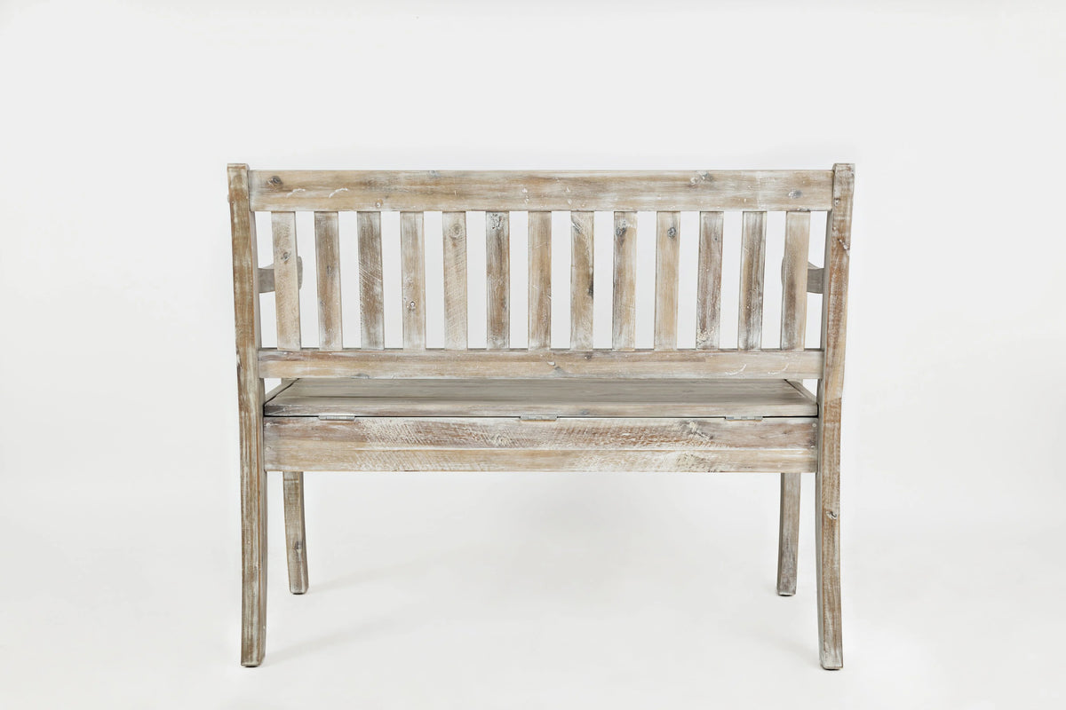 Rustic Distressed Acacia Storage Bench V134