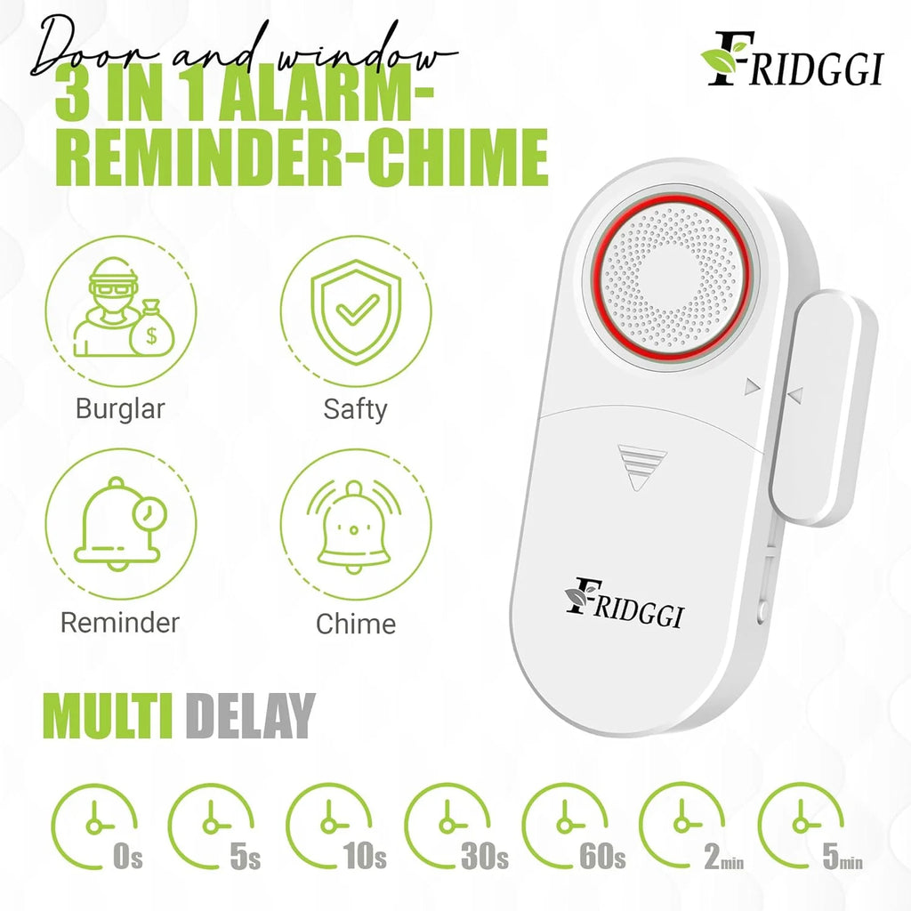3in1 Alarm Door Ajar Chime with Delay White O1932