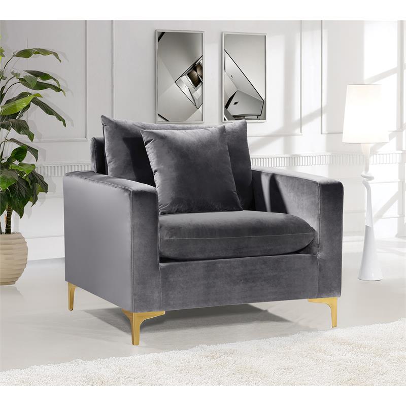 Gray Velvet 3-Piece Sofa Set E16628