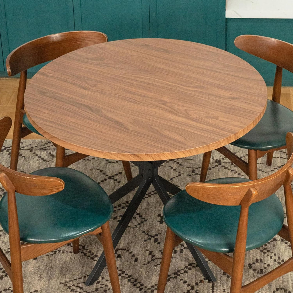 Round Dining Table with Black Metal Legs F406