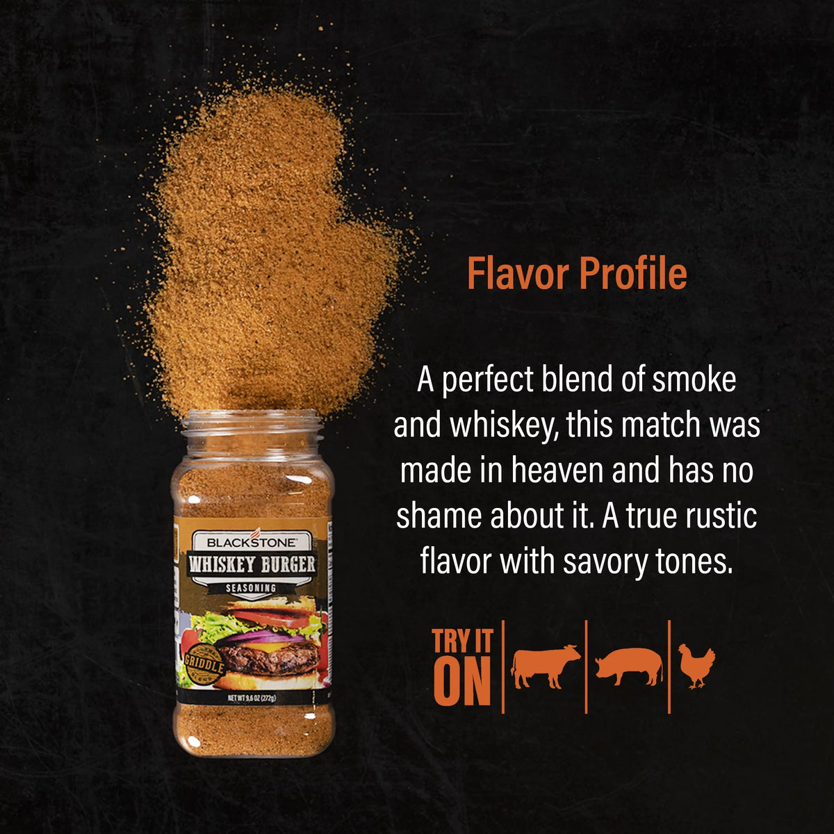 Whiskey Burger Seasoning, 9.6 oz Gluten-Free D335
