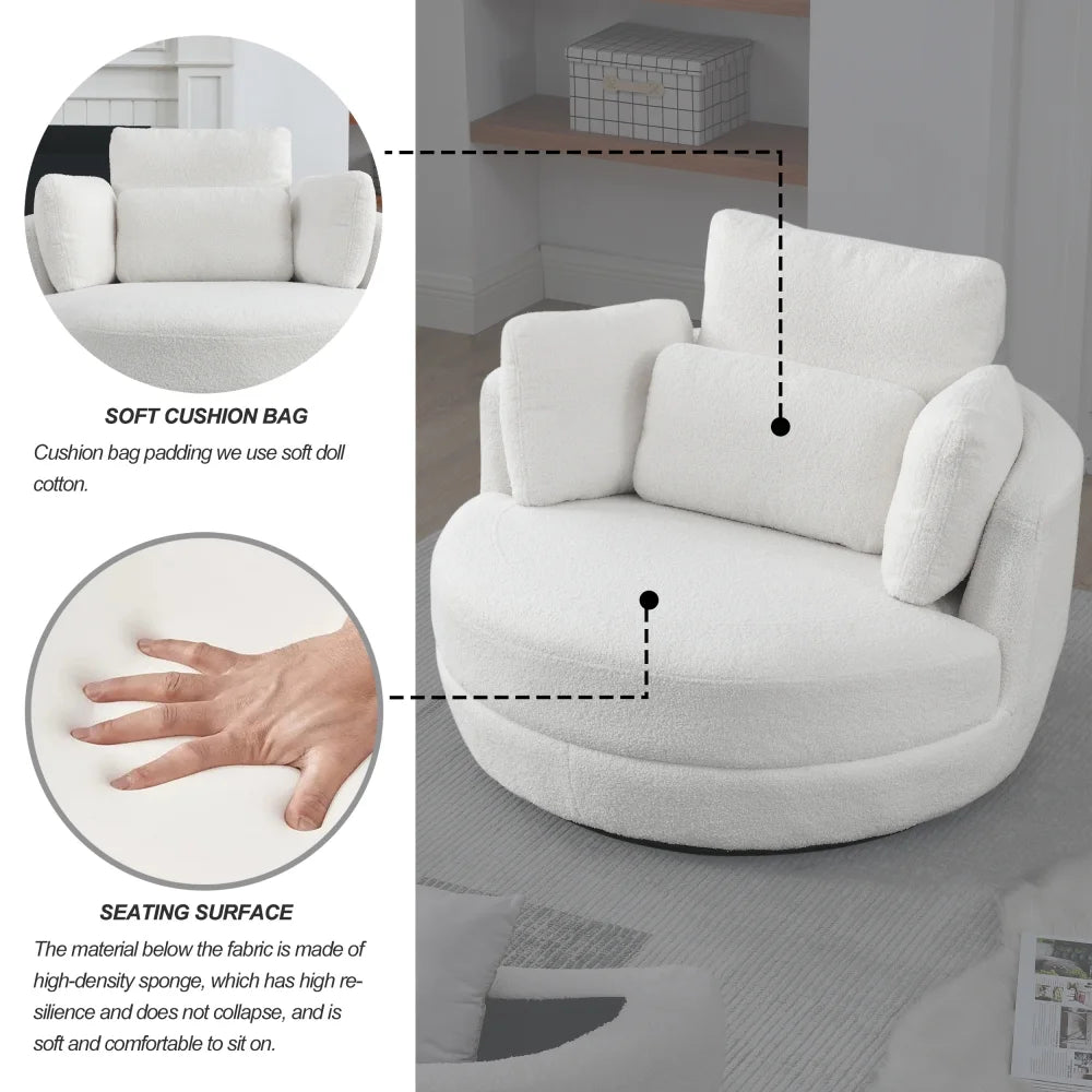 Oversized Swivel Barrel Chair with Ottoman and 4 Pillows U30191