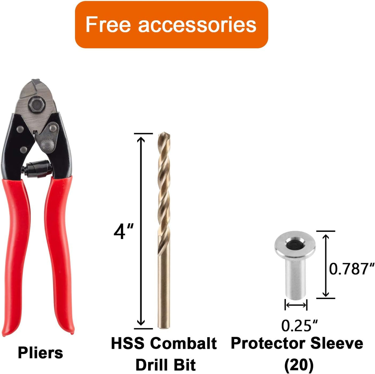 1/8 T316 Stainless Steel Cable with Cutter, 20 Pcs Protector Sleeves, 7 x 7 Strands, 450FT P402870