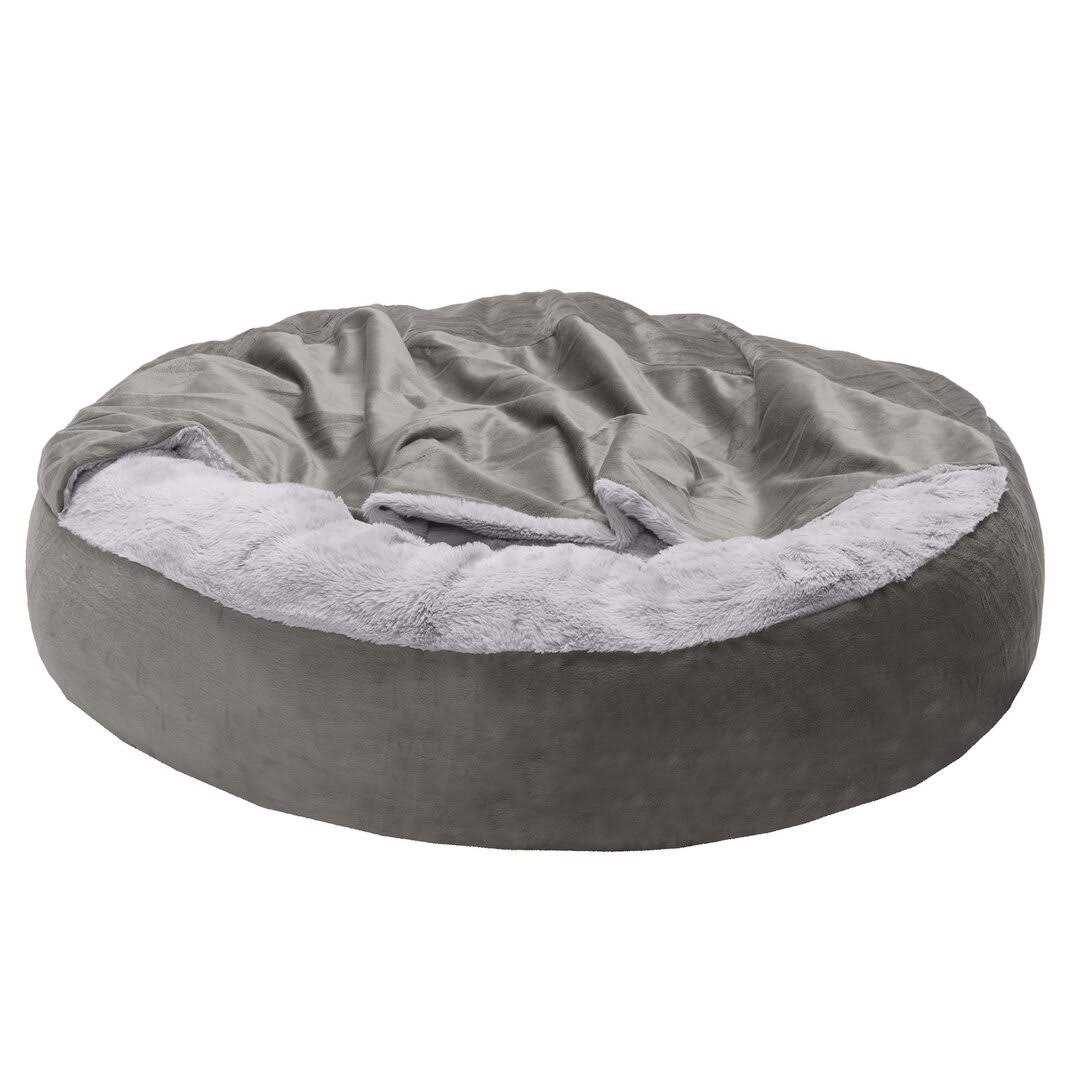 Faux Fur Hooded Donut Bed K386