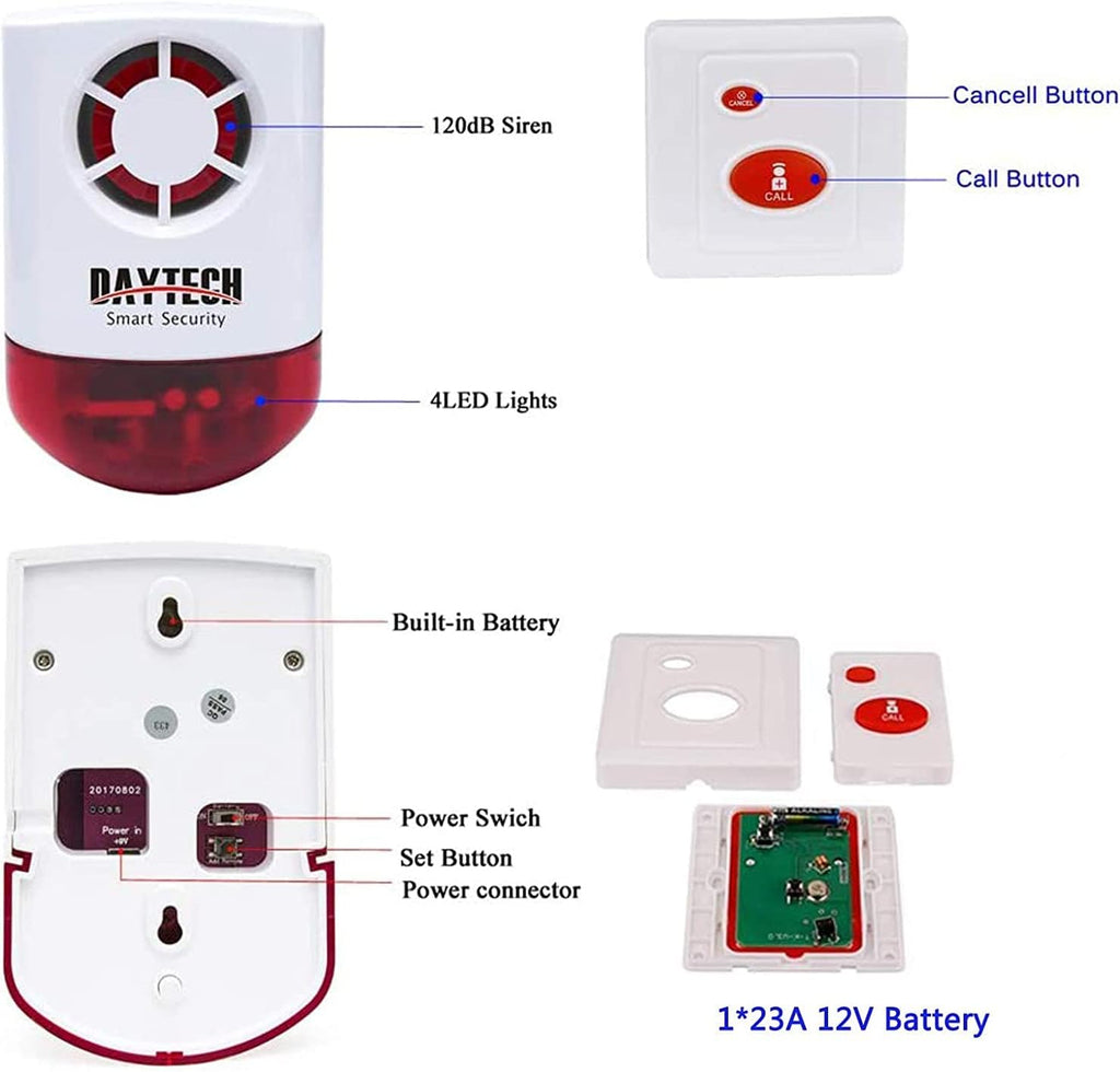 Panic Alarm Button Siren with Light and 4 Emergency Button K442