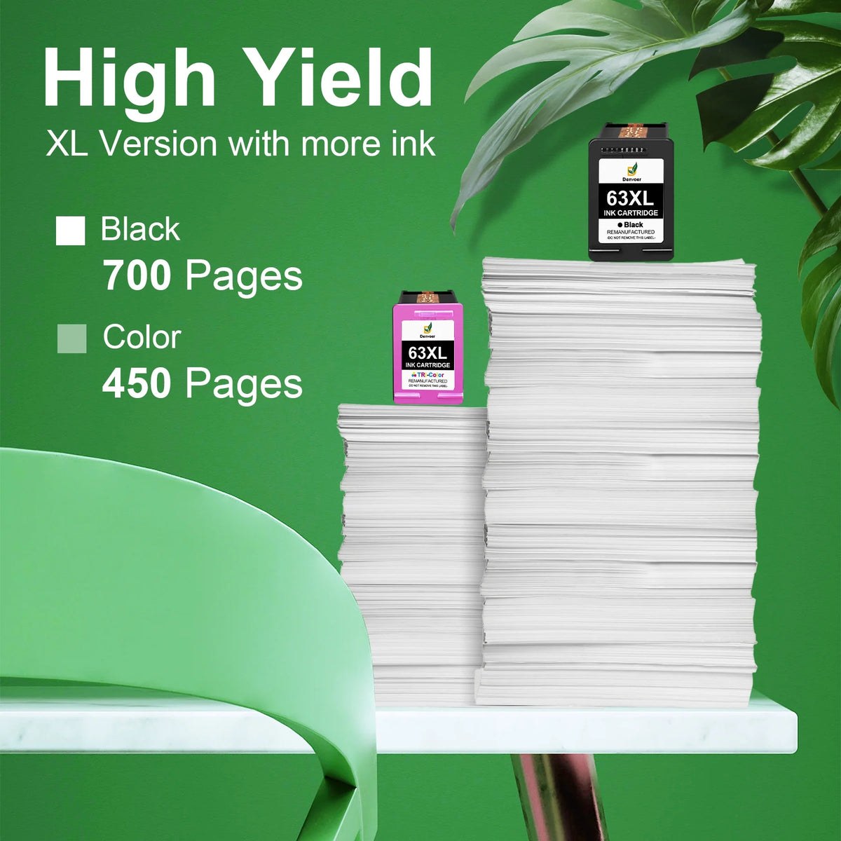 63XL Ink Cartridge Combo Pack (2-Pack, 1 Black, 1 Tri-Color) U14196