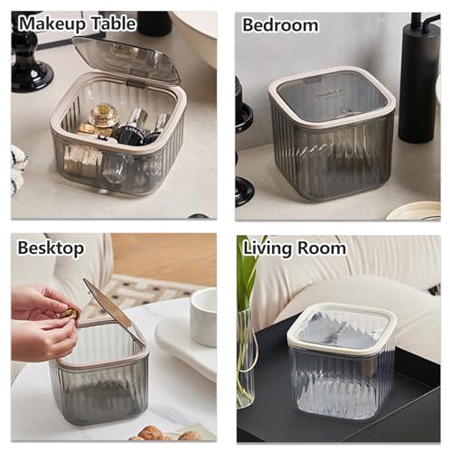 Mini Trash Can with Lid Transparent 0.35 Gallons Small Waste Basket G173