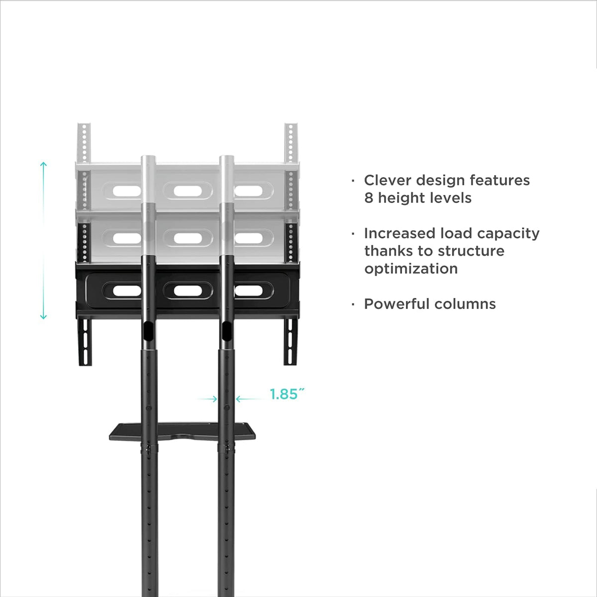 Mobile TV Stand for 40 to 65 Inch TV with Wheels Shelves Q605