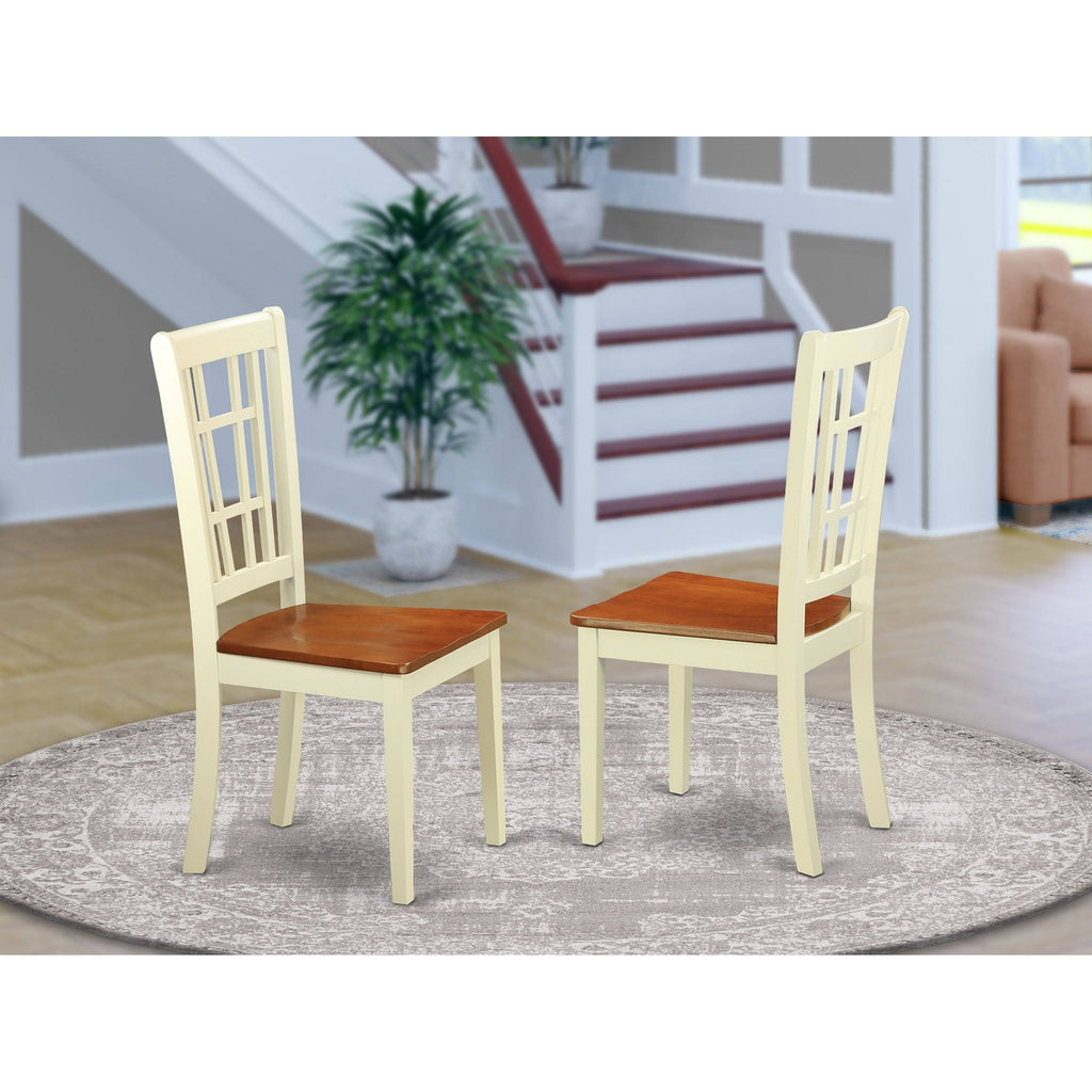 Buttermilk u0026 Brown Finish Wood Seat Dining Chair, Set of 2 W74351