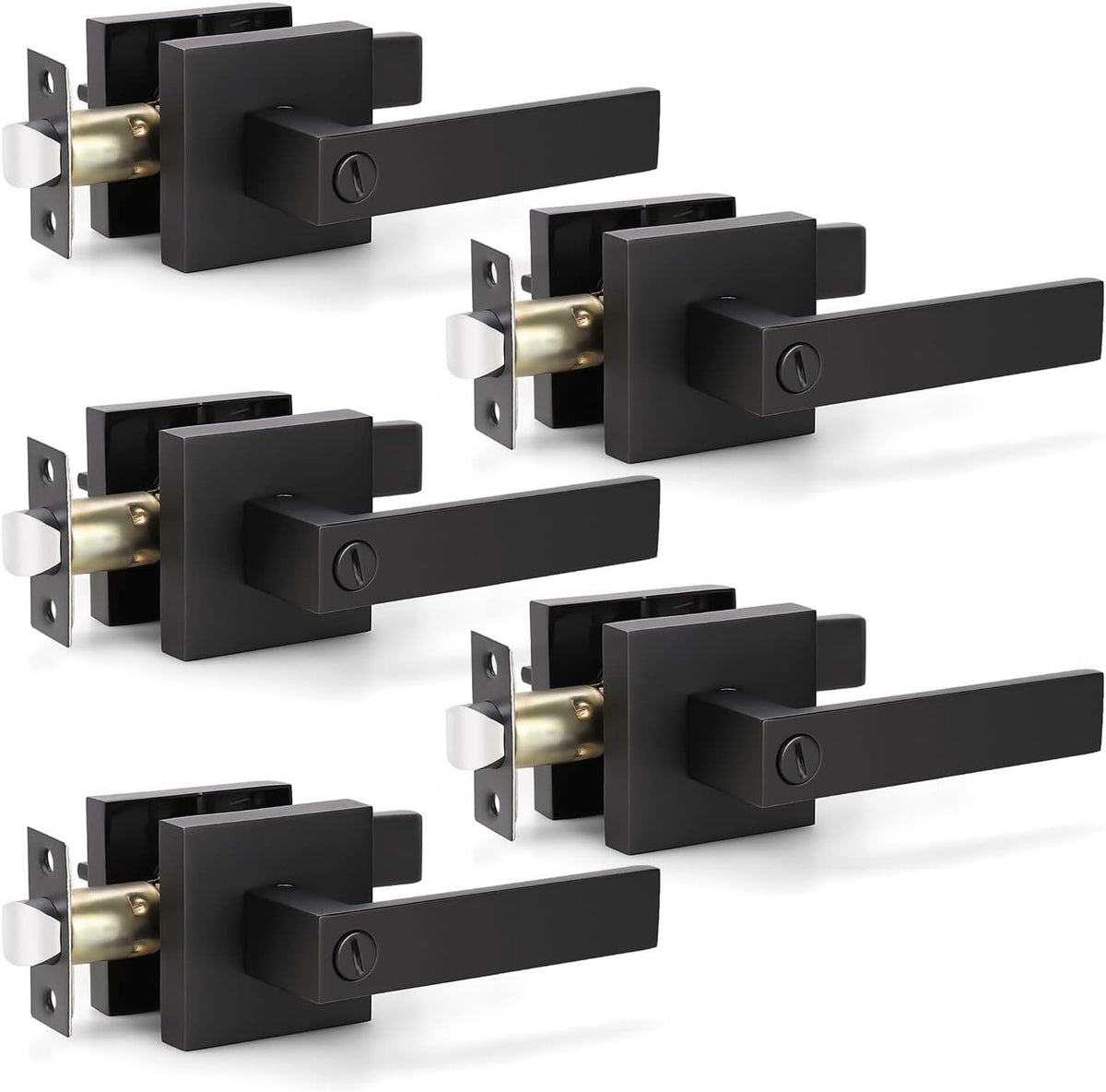 Matte Black Privacy Door Lever Handle, 8 Pack L709552