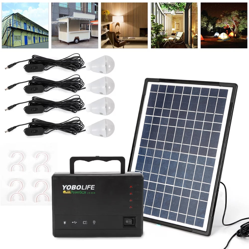 Portable Solar Panel Power Generator Kit with 4 LED I626202
