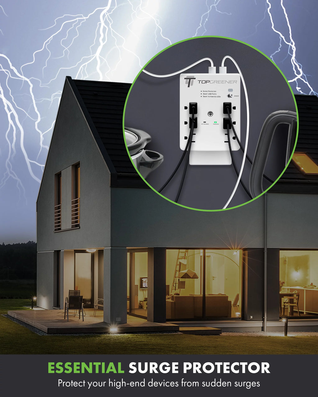 6 Outlet Surge Protector Wall Tap Power Strip E2417