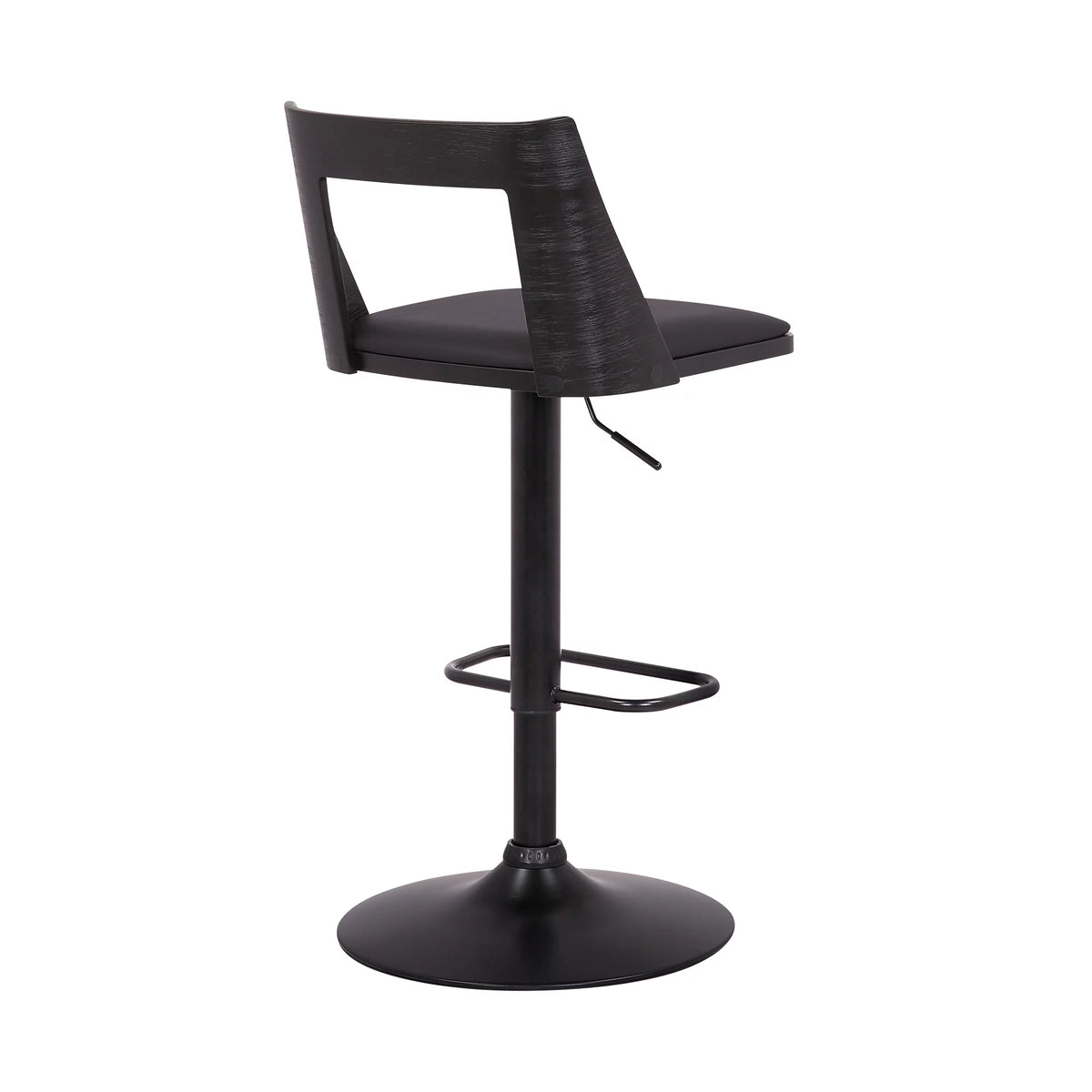Black Faux Leather Wood Swivel Bar Stool T9623