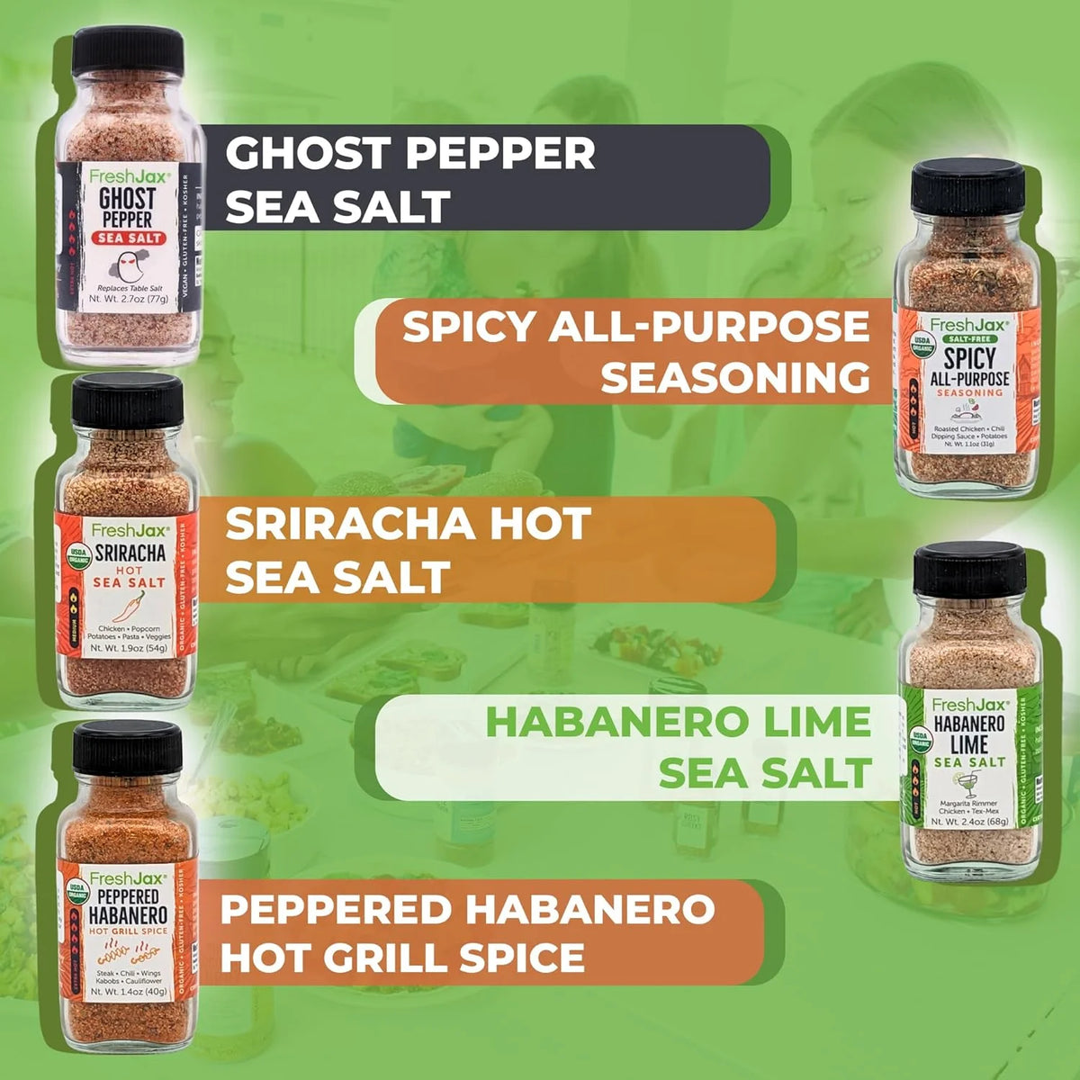 Pack of 5 Organic Hot & Spicy Seasoning Set X9206