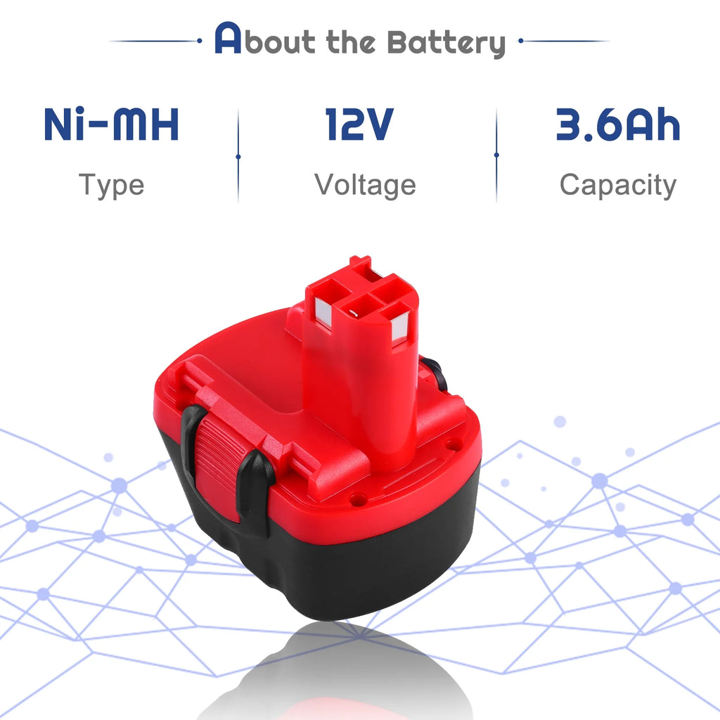 12V 3.6Ah Ni-MH Replacement Battery for Bosch Cordless Power Tool Z886048