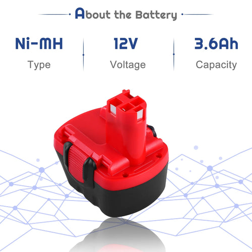 12V 3.6Ah Ni-MH Replacement Battery for Bosch Cordless Power Tool Z886048