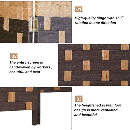 Black 6 Panel 6 ft Foldable Room Divider E928420